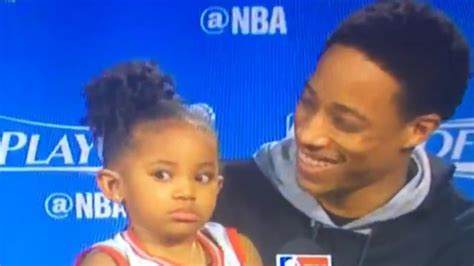 Demar Derozans Daughter Interrupts Press Conference To Say I Love My