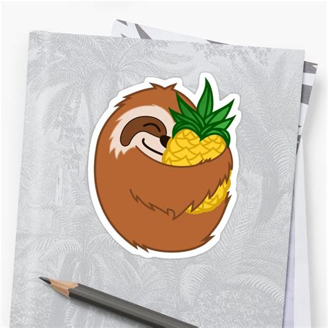 Pineapple Sloth Sticker By Faceflip Redbubble