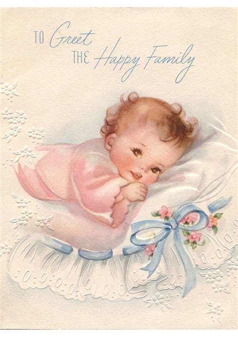 Items Similar To Vintage Baby Girl Baby Card On Etsy