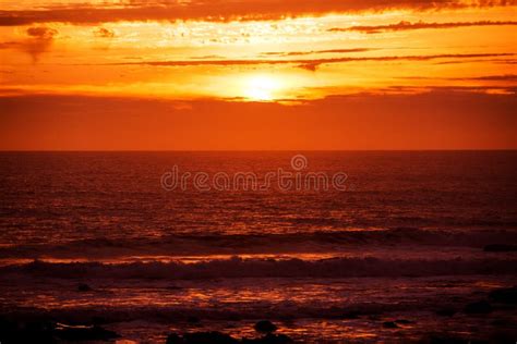 Scenic Red Ocean Sunset Stock Photo Image Of Ocean Wavy 53598530