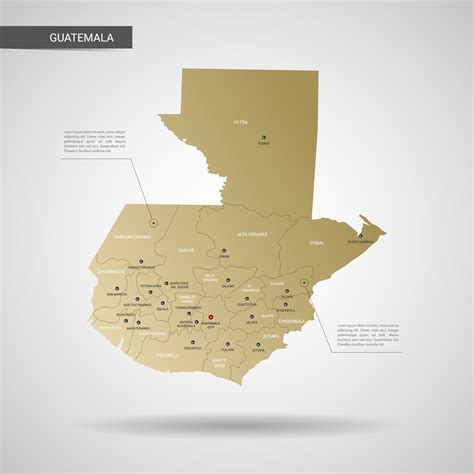 Stylized Vector Guatemala Map Infographic 3d Gold Map Illustration