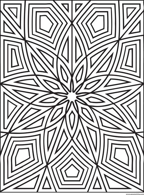 The picture is big and interesting to color. Rectangle Flower Geometric Coloring Page - Free Printable ...