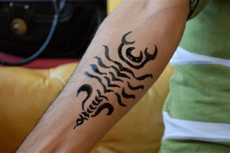 Forearm Black Scorpion Henna Tattoo For Men Pictures