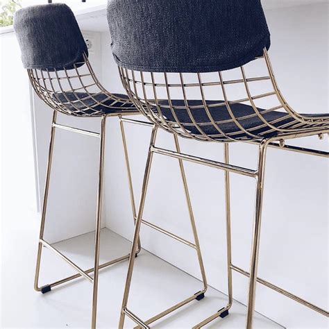 Metal Wire Bar Counter Stool Brass Hk Living Usa