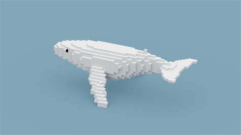 3d Model Voxel White Whale Vr Ar Low Poly Cgtrader