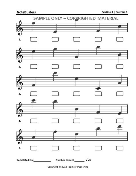 Music Note Worksheets For Beginners