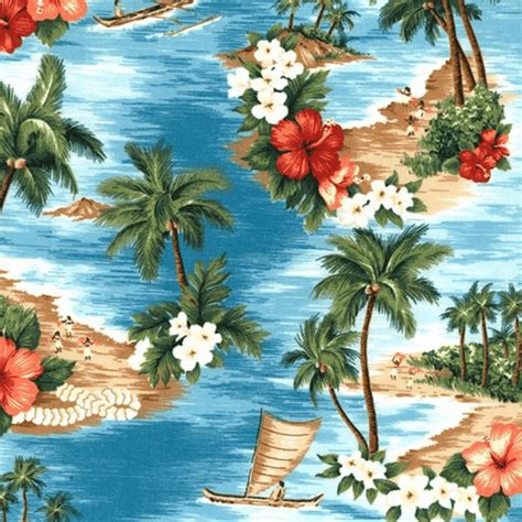 Hawaii Island Tropical Cotton Poplin Fabric Sample