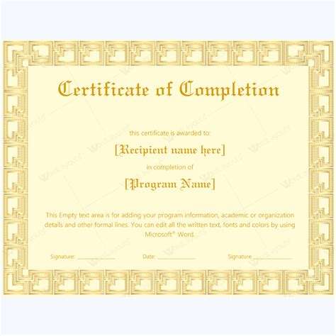Formal Award Certificate Templates Certificate Of Completion Template