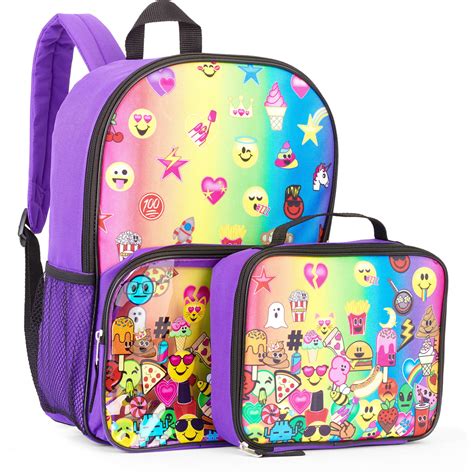 Rainbow Emoji Backpack With Lunchbox