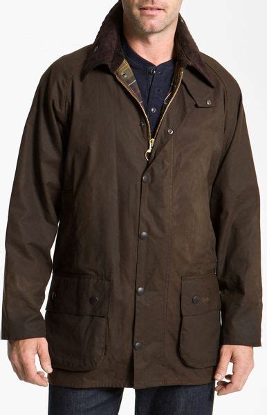Barbour Classic Beaufort Waxed Cotton Jacket In Brown For Men Olive