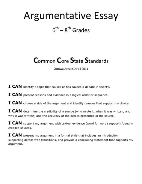 003 6th Grade Argumentative Essay Topics Example Persuasive Writing