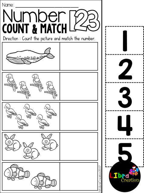 Kindergarten Count And Match Worksheets 1 20