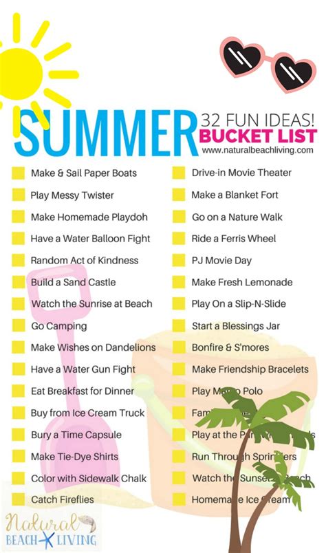 Serve popcorn and sodas and sing along to mary poppins, watch luke skywalker and darth vader 30. Summer Bucket List Ideas for Kids (Free Printable ...