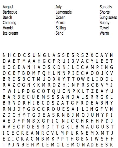 Es gibt viele kreuzworträtsel varianten: 35 Free Printable Summer Word Search PDF for Fun 2020
