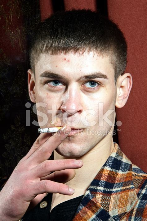 Handsome Young Man Smoking Cigarette Stock Photo Royalty Free