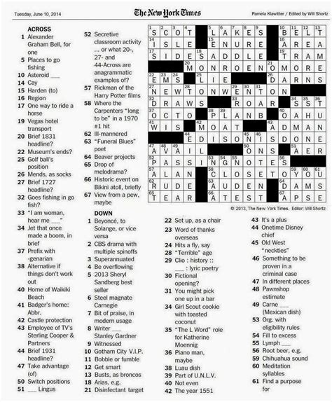 The New York Times Crossword In Gothic 061014 — Passing Notes