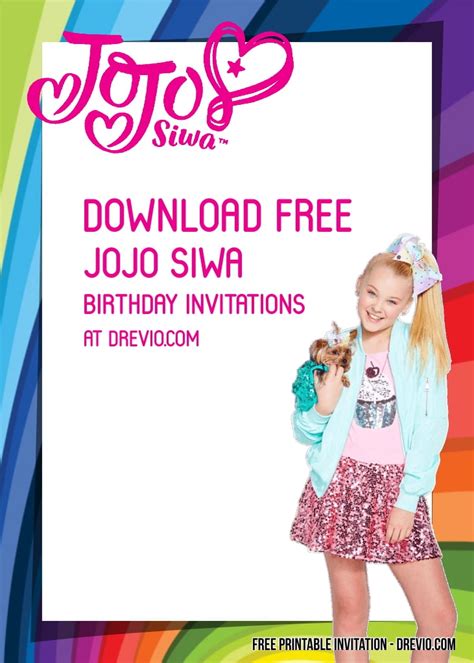 Jojo siwa come see me on tour!!! FREE Jojo Siwa Birthday Invitation Templates | DREVIO