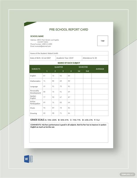 Free School Card Templates And Examples Edit Online And Download