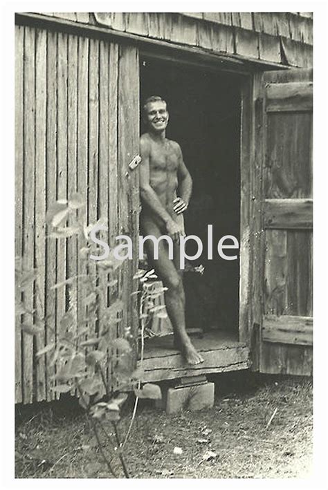 Vintage 1940s Photo Reprint Handsome Muscular Nude Soldier Stands By