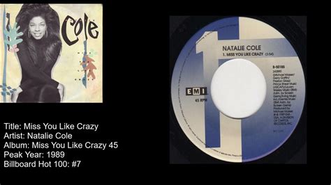 Natalie Cole Miss You Like Crazy Youtube