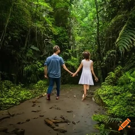 Couple Walking Hand In Hand In A Rainforest On Craiyon