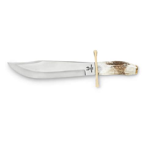 Whitetail Bowie Stag Handle Hunting Knife 658184 Fixed Blade Knives