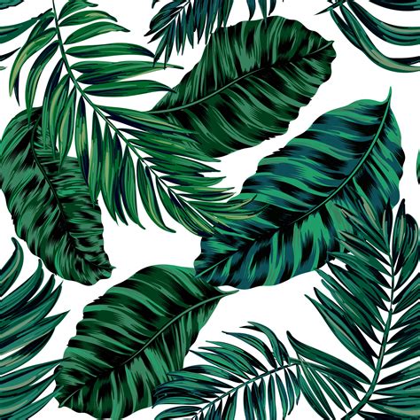 Tropical Leaves Seamless Vector Pattern Design With Turquoise And Green