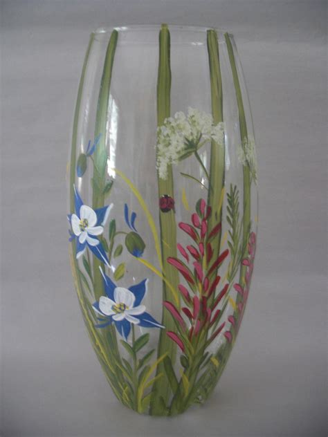 Hand Painted Glass Vase Etsy
