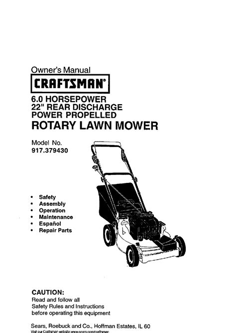 Craftsman 917379430 User Manual 22 Lawn Mower Manuals And Guides L0101245