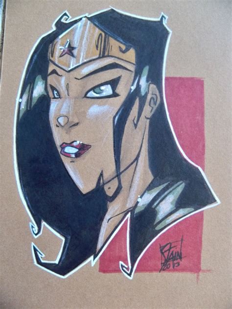 Wonder Woman By Stain In Samuel Amiets Sketch Card Comic Art Gallery Room