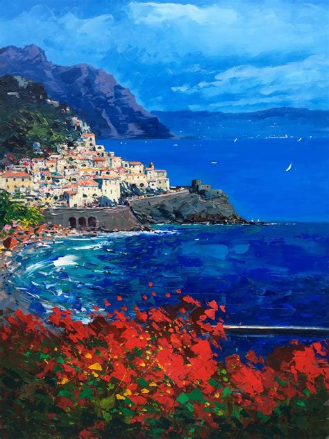 Amalfi Coast Painting On Canvas Original Art Italy Painting