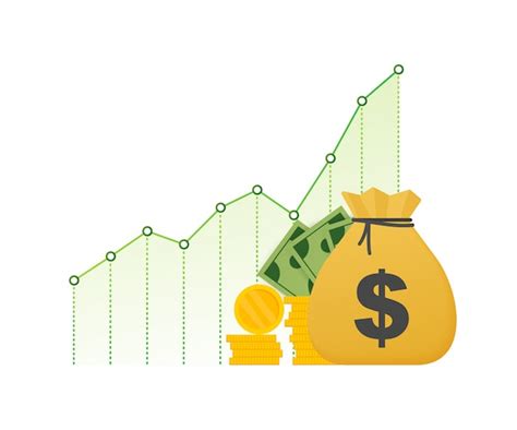 Profit Money Or Budget Cash And Rising Graph Arrow Up Concept Of