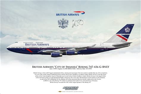British Airways Landor Livery Ba100 City Of Swansea Boeing 747 436 G Bnly