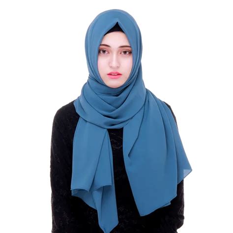 2017 20 colors thick bubble chiffon hijab scarf abaya bandana muslim head covering muslim hijabs