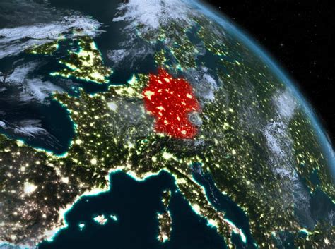 Germany At Night From Orbit Stock Illustration Illustration Of