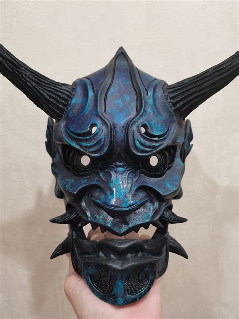 Máscara de Hannya oni Demon azul máscara de demonio samurai Etsy