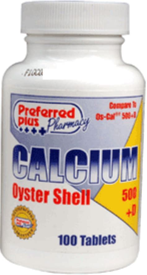 Calcium 500 Mg D Tablets Oyster Shell 100 Ea