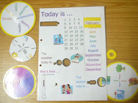 Day Week Month Season And Weather Chart With Rotating Circles