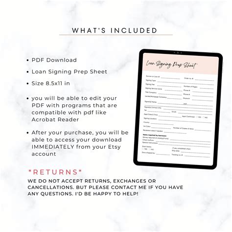 Loan Signing Prep Sheet Loan Signing Agent Notary Client Etsy