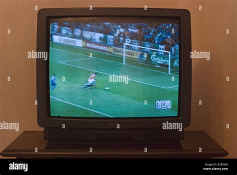 Football Match On Tv Screen Stock Photo Alamy