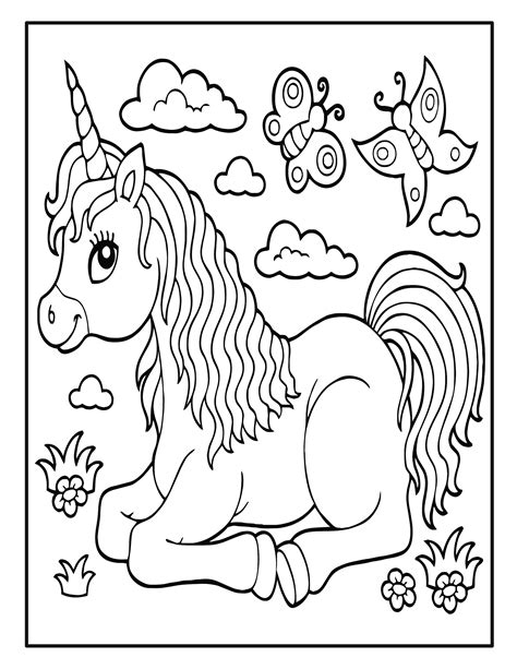 Unicorn Coloring Book Pages For Kids 50 Unicorn Coloring Etsy Sweden