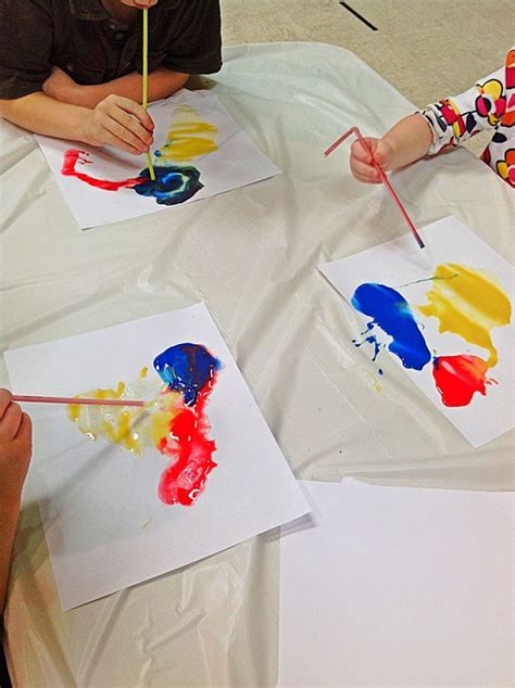 Primary Colors Straw Art Preschool Art Lessons Mixing Primary Colors