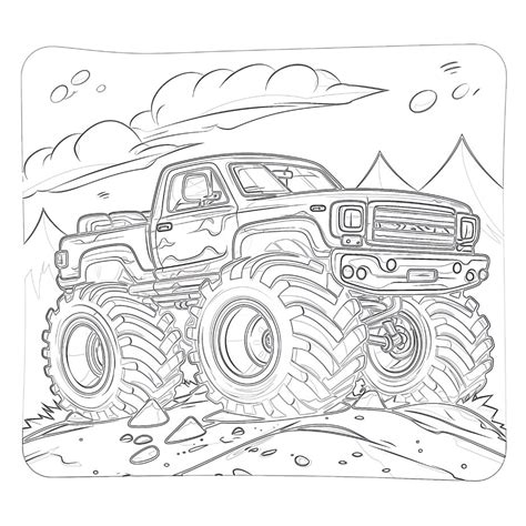 Monster Truck Coloring Page Orange Color Coloring Pages Mimi Panda