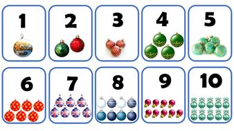 Flashcards of numbers and number words 1 to 20. Christmas Baubles Number Cards 1-10 | Teaching Resources