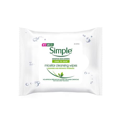 Simple Micellar Cleansing Wipe Sheet No Artificial Perfume Or Colour