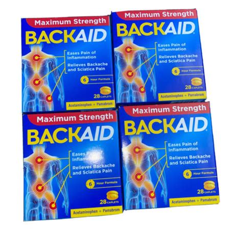 Backaid Max Maximum Strength Pain Relief 28 Caplets Lot Of 4 Boxes New
