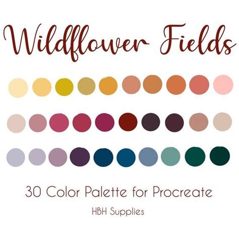 Wildflower Fields Procreate Palette Procreate Color Palette Etsy