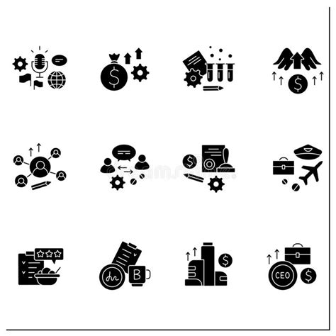 Business Glyph Icons Stock Vector Illustration Of Management 132940123