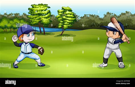 Boys Playing Baseball Stock Vector Image And Art Alamy