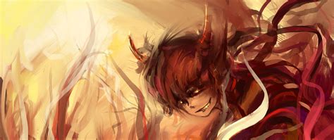 Download Wallpaper 2560x1080 Demon Devil Art Eyes Colorful Dual